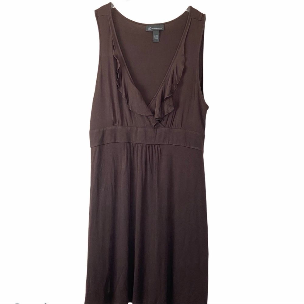 INC Brown V~Neck Sleeveless Sheath Dress Size LG